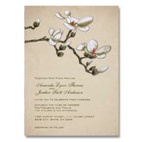 vintage dogwood flower wedding invitation